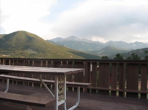 View from Deck - Longs Peak Mountain is the tallest peak, right in the middle!