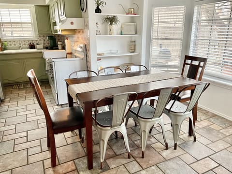 Kitchen table with seating for 8