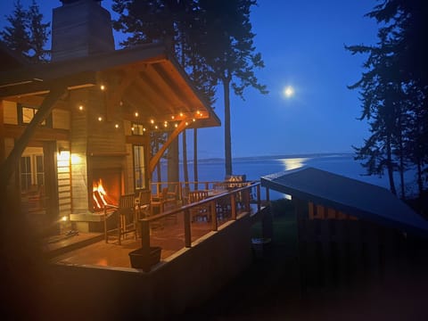 The deck and outdoor fireplace await...