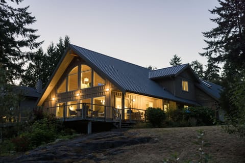 Annex at night. Cosy up to the wood burning stove