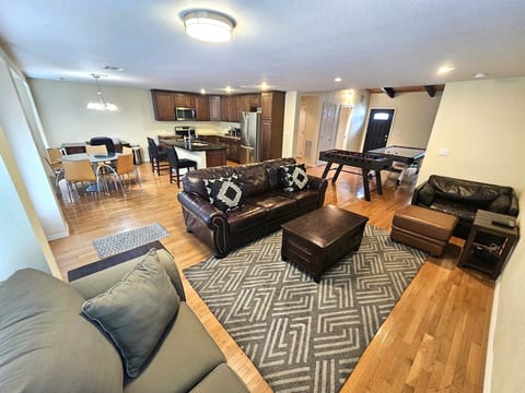 Main Living room(leather queen sofa bed, leather chair sleeper, loveseat).