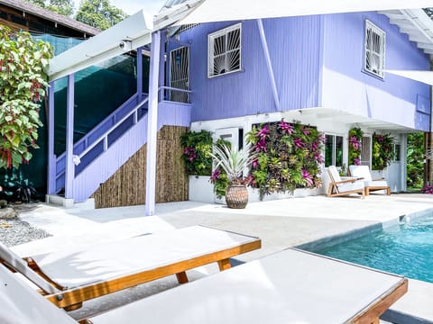 Relax by our salt water pool
