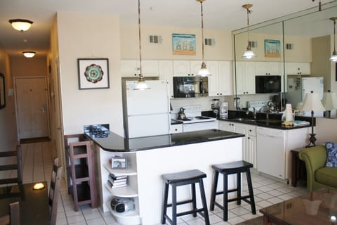 Elegant Kitchen-Unique to our condo- specifically designed granite-counter tops.