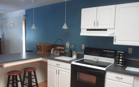 conveniences: coffee pot, micro, toaster, griddle, blender, crockpot, more.