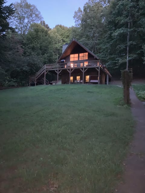 Looking up from the lake at night