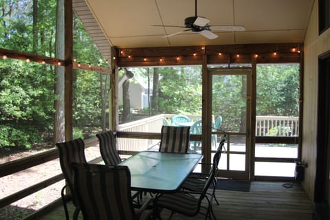 6 seat table on screen porch