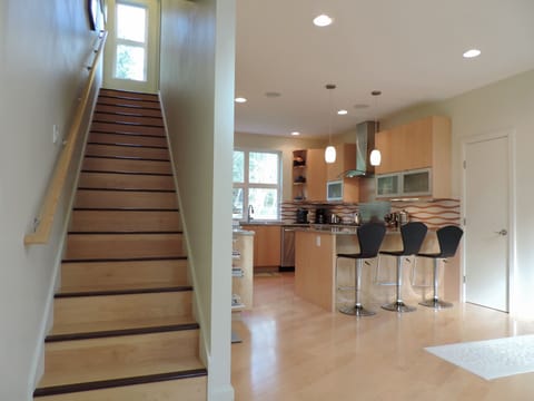 kitchen and stairway