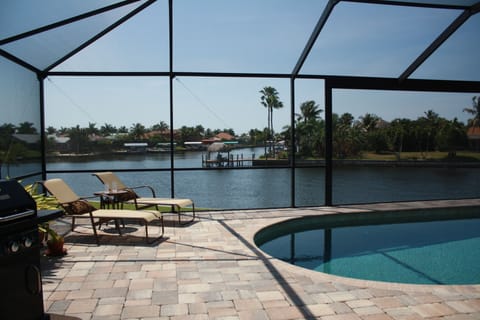 View!!  Comfortable lounge chairs for sunning by the 40 foot, salt water pool.  