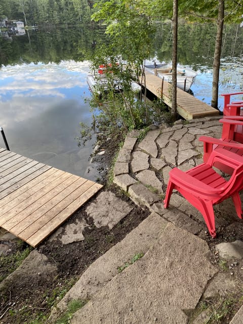 Patio seating right on the water