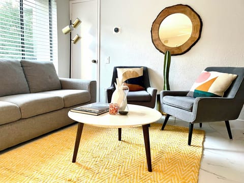 Living room with smart TV and hundreds of channels