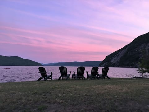 Shared association lakefront seating area