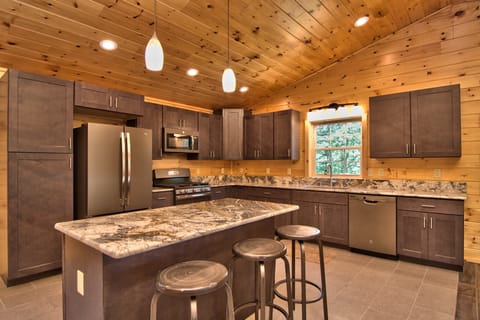 Upgraded Eat In Kitchen With Stainless Steel Appliances And Granite Counter tops