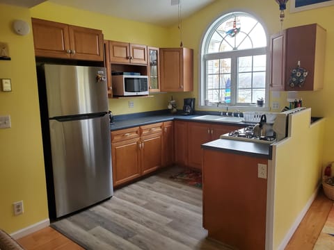 Kitchen with lake views