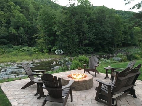 Sit stream side and enjoy the beauty of nature and our (seasonal) fire pit 