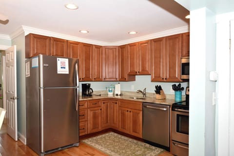 Well stocked and updated kitchen makes it easy to prepare meals in.