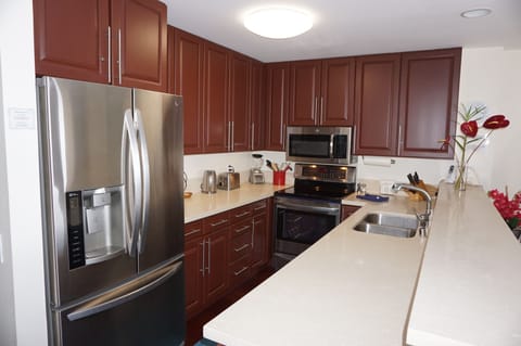 Remodeled Kitchen with High-end Appliances and Quartz Counter Tops.