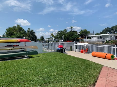 Outside shower and fish cleaning station.