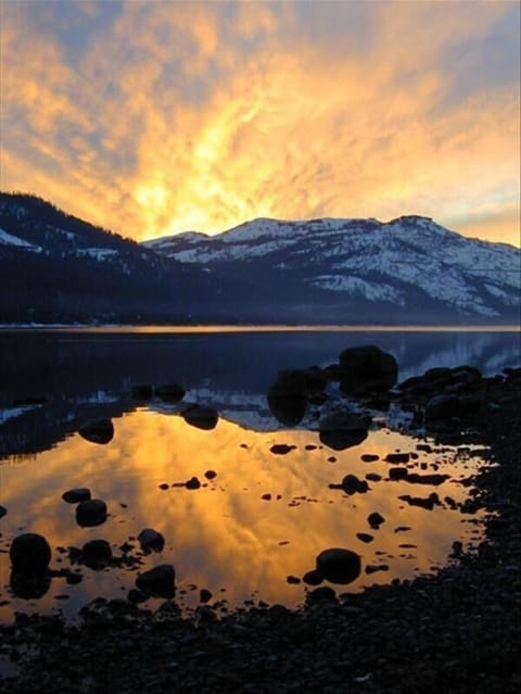 Winter sunset from the beach at the condo