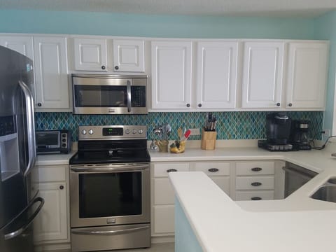 Well stocked kitchen with everything you need for meals at home!