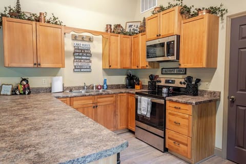 Kitchen with large bar