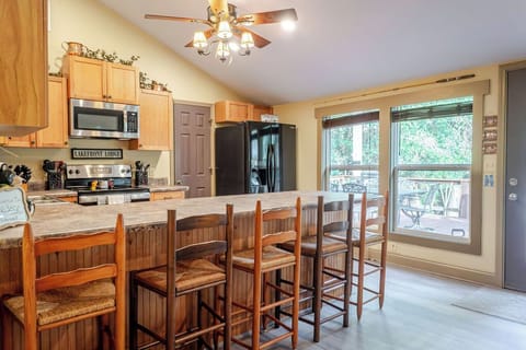 Kitchen with large bar