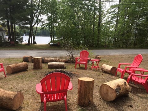 Wood Fire-pit next to our house for roasting marshmallows looking at the lake. 