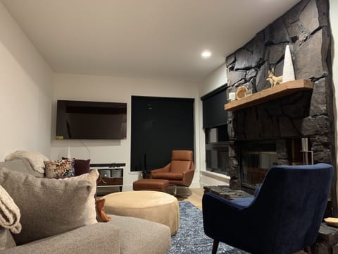 Living Area with wood burning fireplace