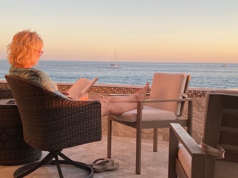 Imagine you sitting here at our patio. Front row to ocean view! Closest to water