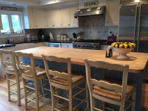 Kitchen with Viking stove, Wolf Fridge, Wine Fridge