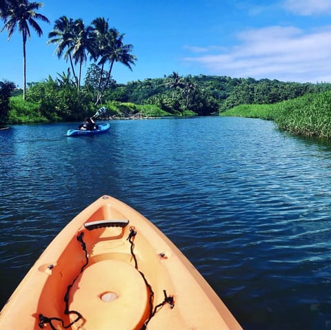 Start your vacation kayaking to the ocean on Hanalei River ≈5min from our home!