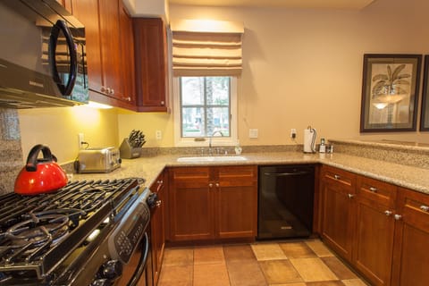 Well equipped kitchen big enough for several chefs.