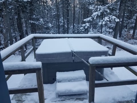 Private hot tub - 3 steps from back door.