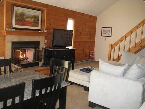Wood Fireplace and 42 Plasma TV - Great sectional couch to hang out on.