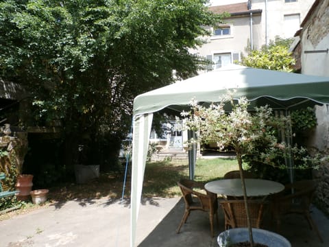 Outside, the house below