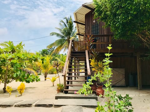 Back way in to the Beach House from the famous Placencia Sidewalk.