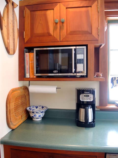 New microwave and coffee maker. 
