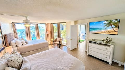 Spacious bedroom with ocean views and natural light