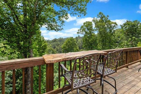 Summer View From the Main Deck with Custom Raw Edge Wood Bar