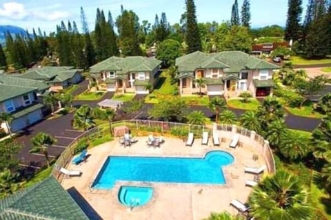 Aerial View of Pool & Unit Gas grill and hot tub located here 