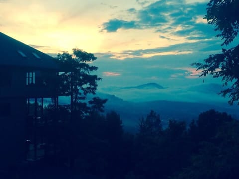 In the Clouds at 2700+ ft. View of both porches from driveway.