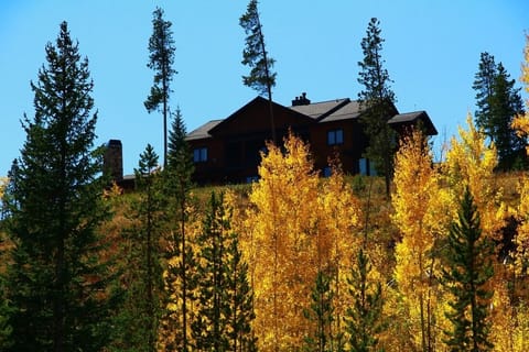Looking up at the back of Oso's from private road below, in the fall