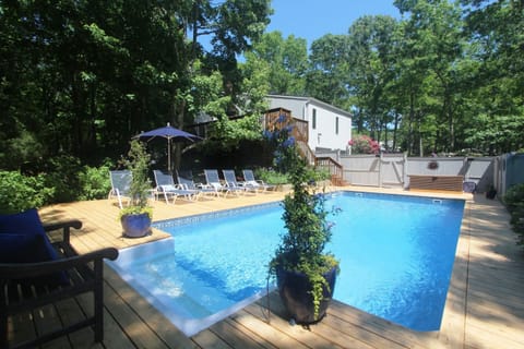 View from pool towards house