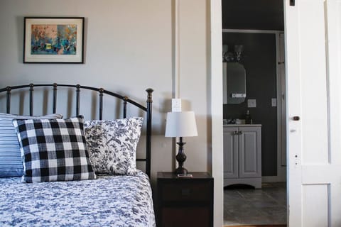 The ground floor bedroom connects to a full bathroom