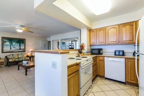 Turnkey kitchen, stove, dishwasher, fridge , microwave and small appliances.