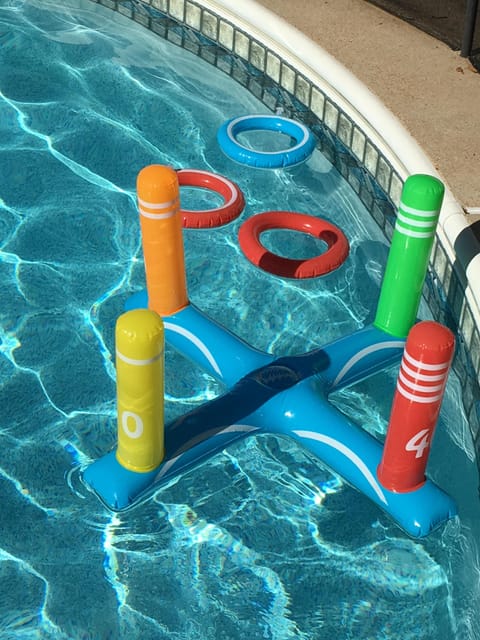 Private pool with many fun pool games and floats provided.
