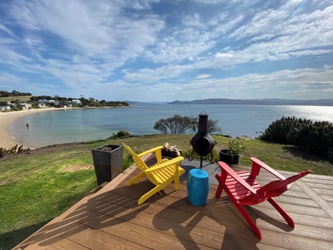 Deck with outdoor fireplace