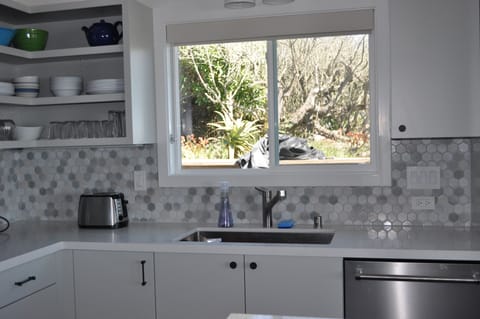 Well-stocked newly remodeled kitchen