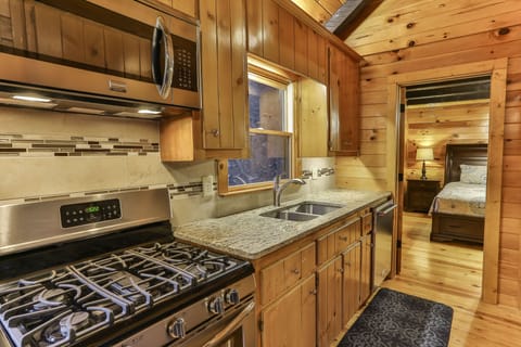 Granite counter tops, high end stainless steel appliances.