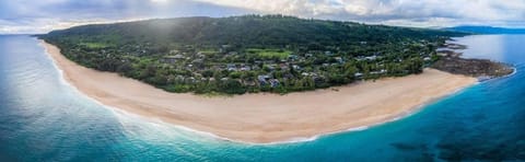 Aerial picture of the beach located just steps off the back deck of the house