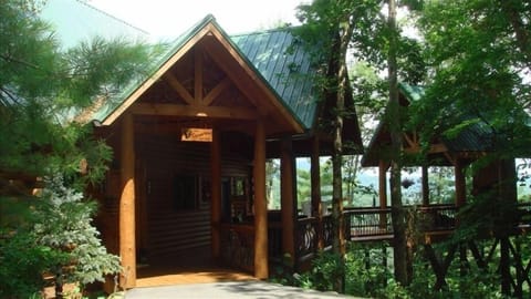 LOG HOME FROM SIDE DRIVEWAY